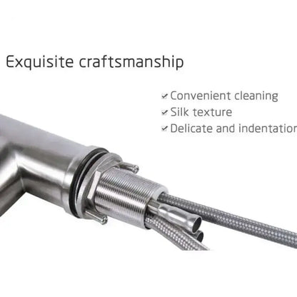 Robinet de cuisine avec douche extractible, acier inoxydable SUS304, satiné, CF018