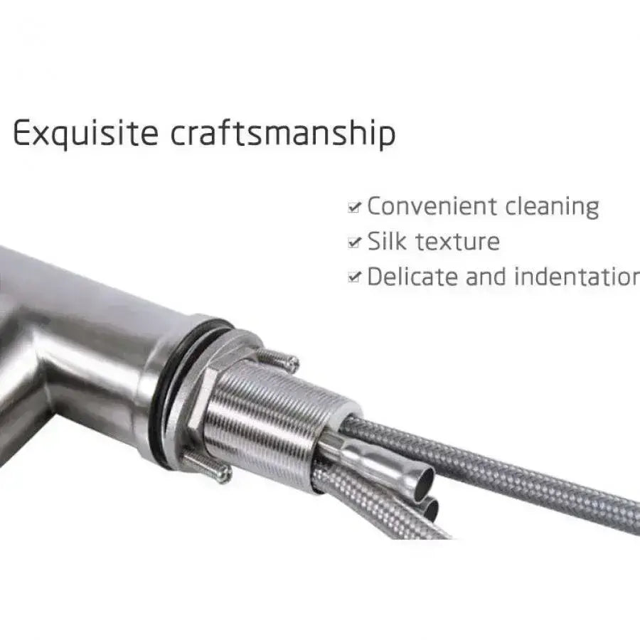 Robinet de cuisine avec douche extractible, acier inoxydable SUS304, satiné, CF018