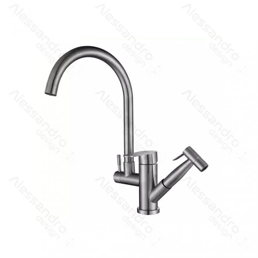 Robinet de cuisine avec douche extractible, acier inoxydable SUS304, satiné, CF034