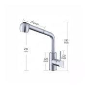 Robinet de cuisine avec douche extractible Starke CF019, levier unique, acier inoxydable, cartouche céramique, finition satinée
