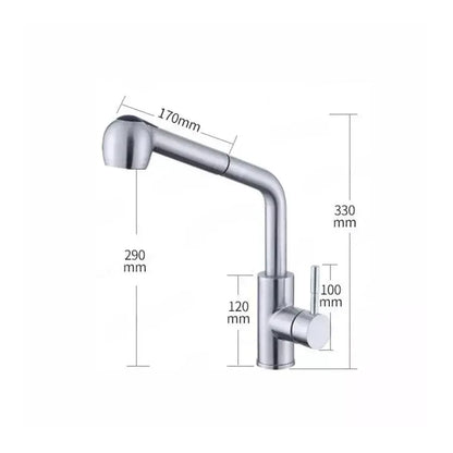 Robinet de cuisine avec douche extractible Starke CF019, levier unique, acier inoxydable, cartouche céramique, finition satinée