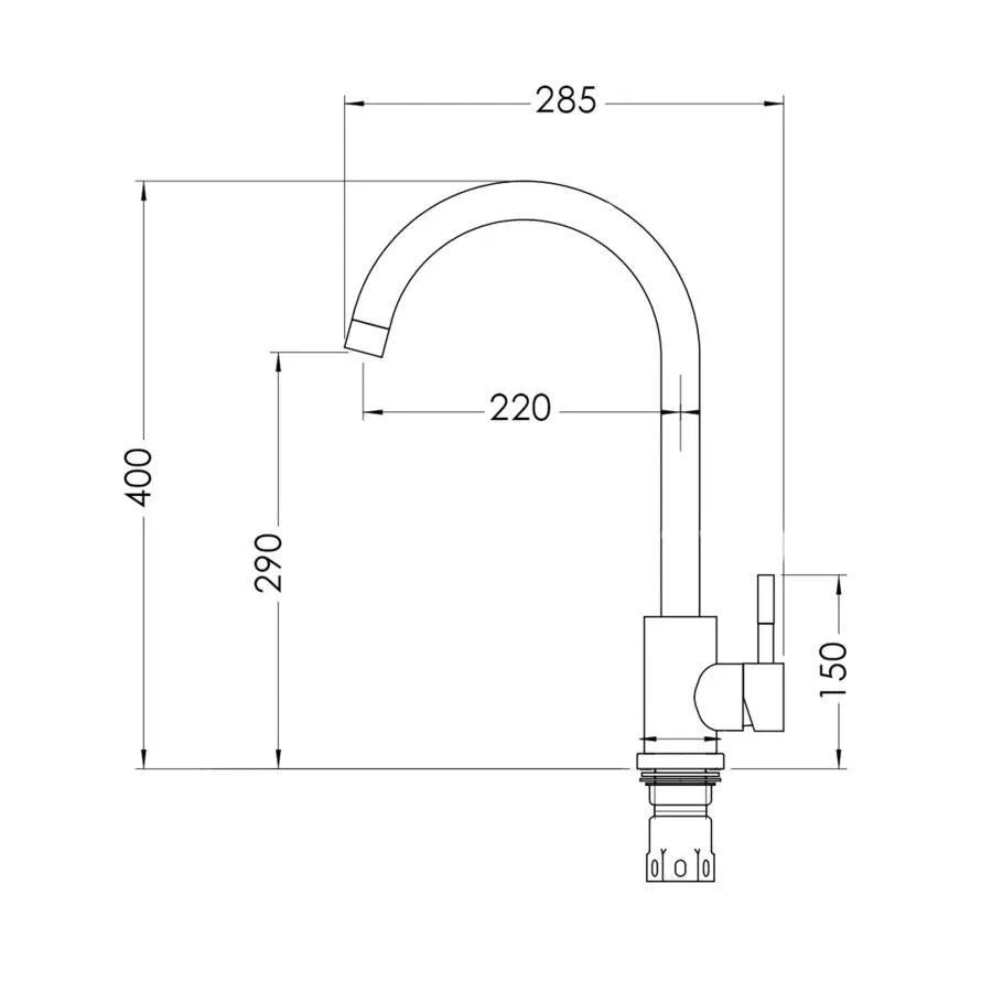 Robinet de cuisine Fabiano, commande unique, cartouche céramique 35 mm, acier inoxydable 304, graphite
