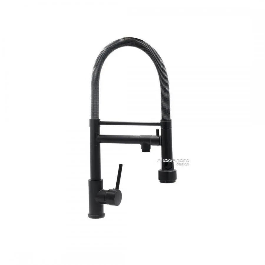 Robinet de cuisine, acier inoxydable et laiton noir, YD/302