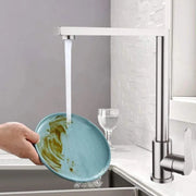 Robinet de cuisine en acier inoxydable argenté