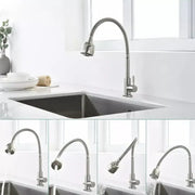 Robinet de Cuisine Robinet Flexible 2 Jets Cartouche Céramique Inox Satiné Raccords Inclus CF031