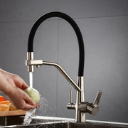 Robinet de cuisine 3 voies robinet flexible sanitaire laiton noir argent