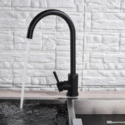 Robinet de cuisine à levier unique Robinet pivotant Cartouche céramique Acier inoxydable Noir Satin Raccords Kit de fixation inclus HS001