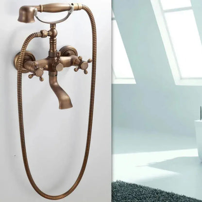 Robinet de douche avec douche et flexible, laiton sanitaire, bronze antique, OD/2043