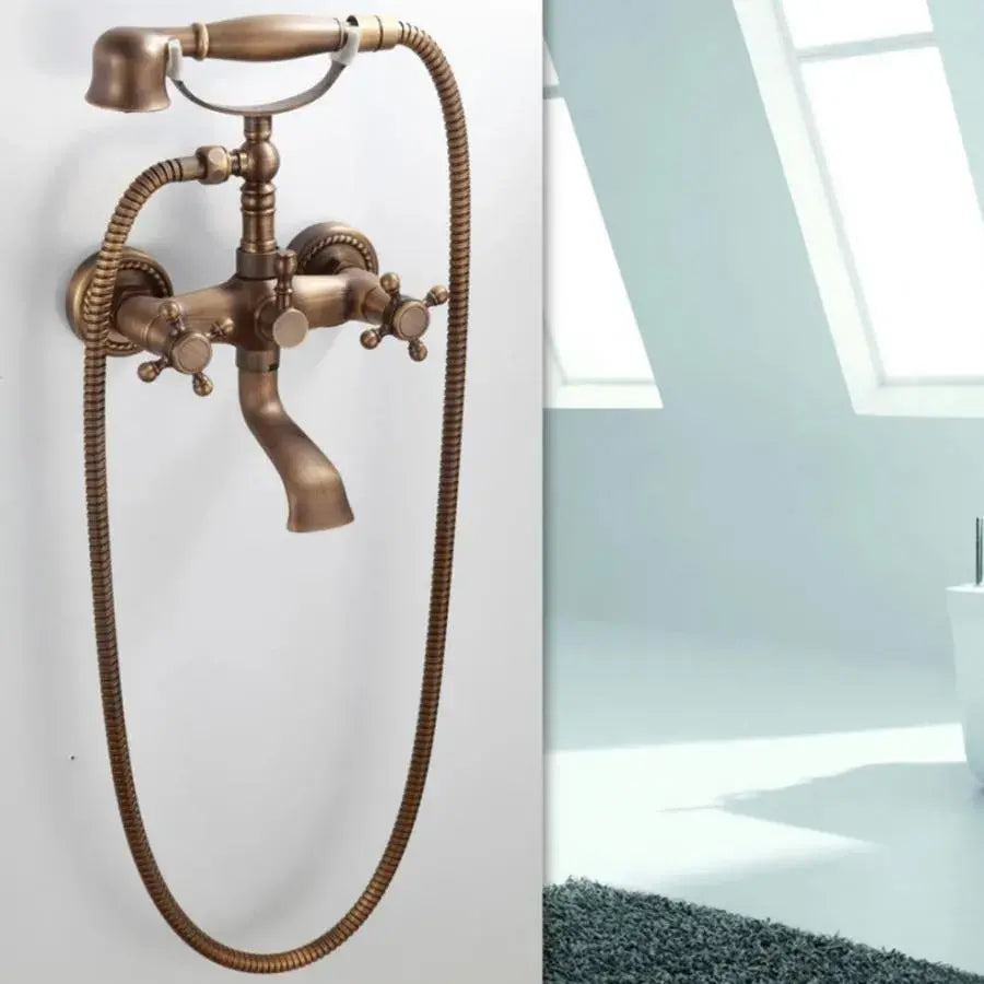 Robinet de douche avec douche et flexible, laiton sanitaire, bronze antique, OD/2043