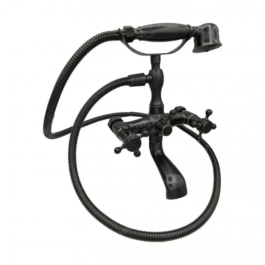 Robinet de douche avec douche et flexible, sanitaire en laiton, noir, OD/2048