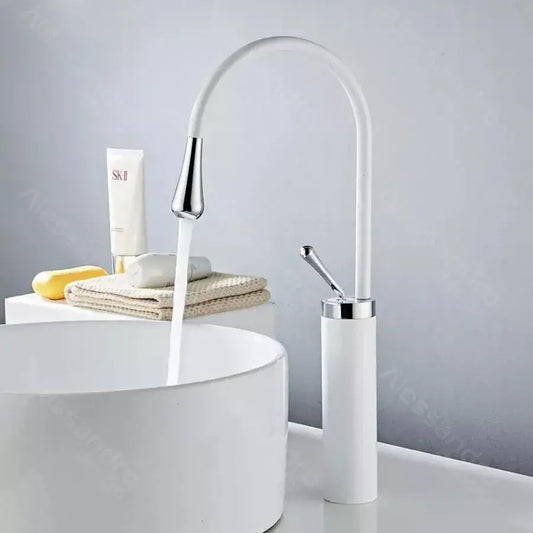 Mitigeur de lavabo, Sanitaire Laiton, Blanc, WZY/326/A