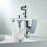 Mitigeur lavabo multifonction avec douche extractible, finition chrome brillant, design moderne