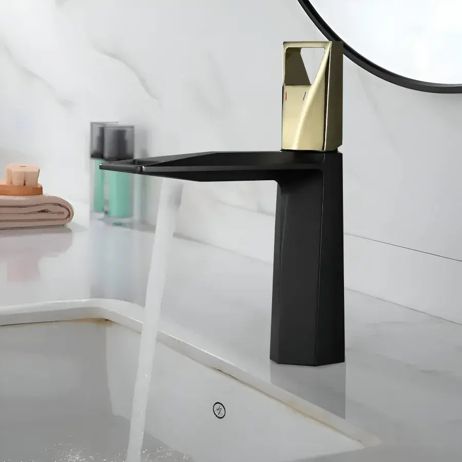 Robinet de lavabo, sanitaire en laiton, noir avec or, 10107H/G