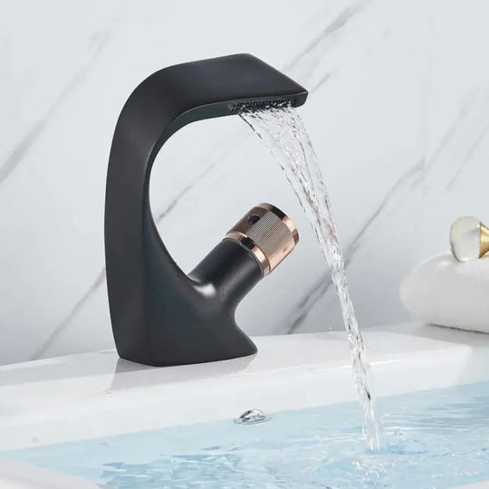 Robinet de lavabo à levier unique sanitaire en laiton noir connexions incluses OD/2055 robinets de salle de bain titre par défaut Alessandro Design