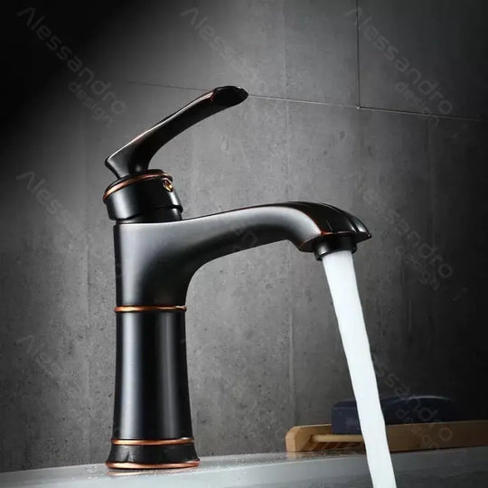 Robinet d'évier, métal, noir, OD01/B Robinets de salle de bain Titre par défaut Alessandro Design