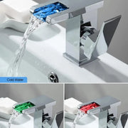 Robinet d'évier, Chrome, Lumière RVB, Changement de couleur en fonction de la température de l'eau, OD3014