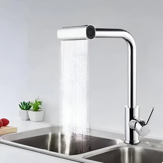 Robinet de lavabo Cartouche céramique Bec rotatif Chrome brillant Raccords inclus EC03