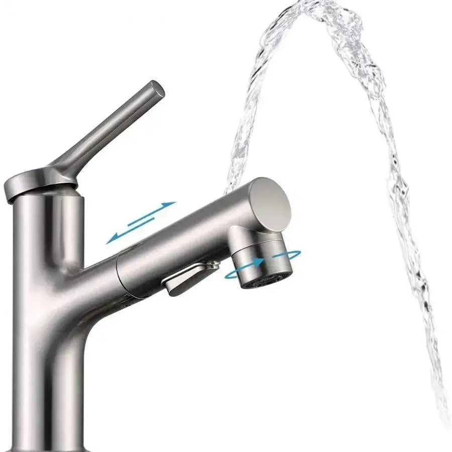 Robinet de lavabo avec douche extractible, sanitaire en laiton, chromé, 9337