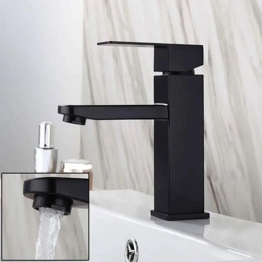 Mitigeur lavabo MP009BK, Inox noir, raccordement & support inclus