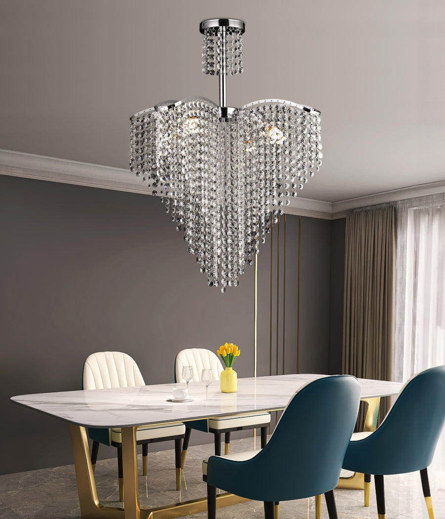 Lustre en cristal Baylor 4x E27 diamètre 44 cm argent