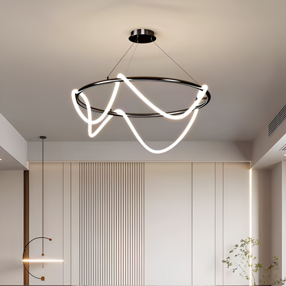 DIVINO Lustre LED Noir 91W avec Tube Flexible en Silicone, Diamètre 60cm - Lumière Orientable 3000K/4000K/6000K