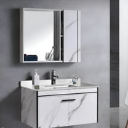 Ensemble de meubles de salle de bain CORFU, 60x48 cm, 2 pièces, noir et blanc