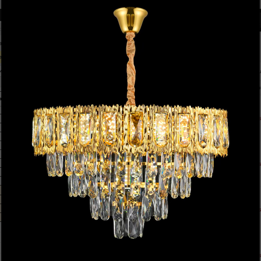 Lustre en cristal BELVEDERE Elegance 8xE14, diamètre 49cm, doré brillant, hauteur réglable