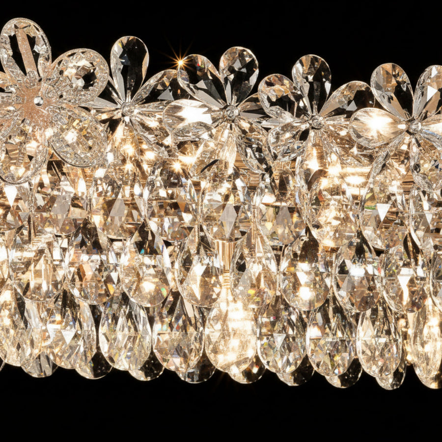 Lustre en cristal Regalis 11x E14, diamètre 85 cm, or brillant, hauteur réglable, métal et cristal