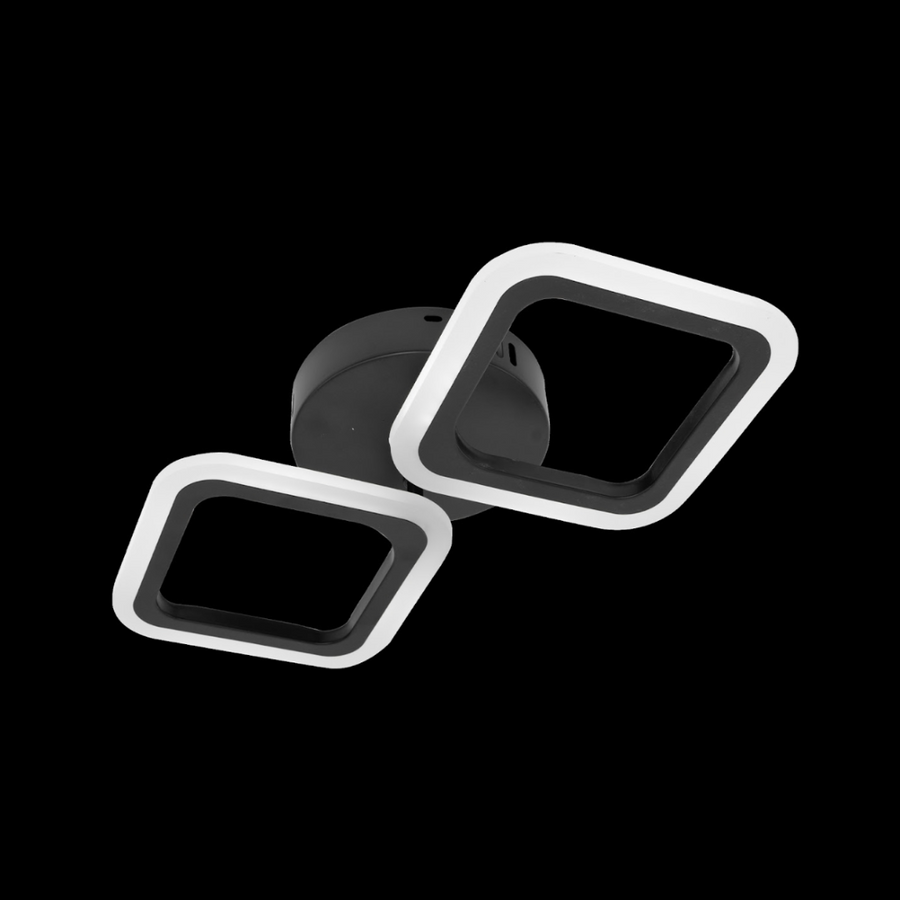 Lustre LED PULSARIS 27W, 2 Carrés, Lumière Froid/Chaud/Neutre, Noir