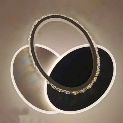 Lustre LED en cristal PRISMIQ 39W, 3 Ovales, Lumière Froid/Chaud/Neutre, Noir