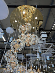 Lustre Crystal LED KILKENNY Culmino, 144 W, lumière neutre, diamètre 60 cm, doré