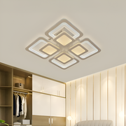 Lustre LED avec télécommande SUSAN 96W, 4 carrés, Lumière Froide/Chaude/Neutre, Dimmable, Blanc