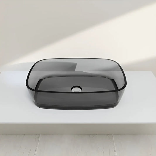 Lavabo de salle de bain en résine 60x40 cm gris foncé