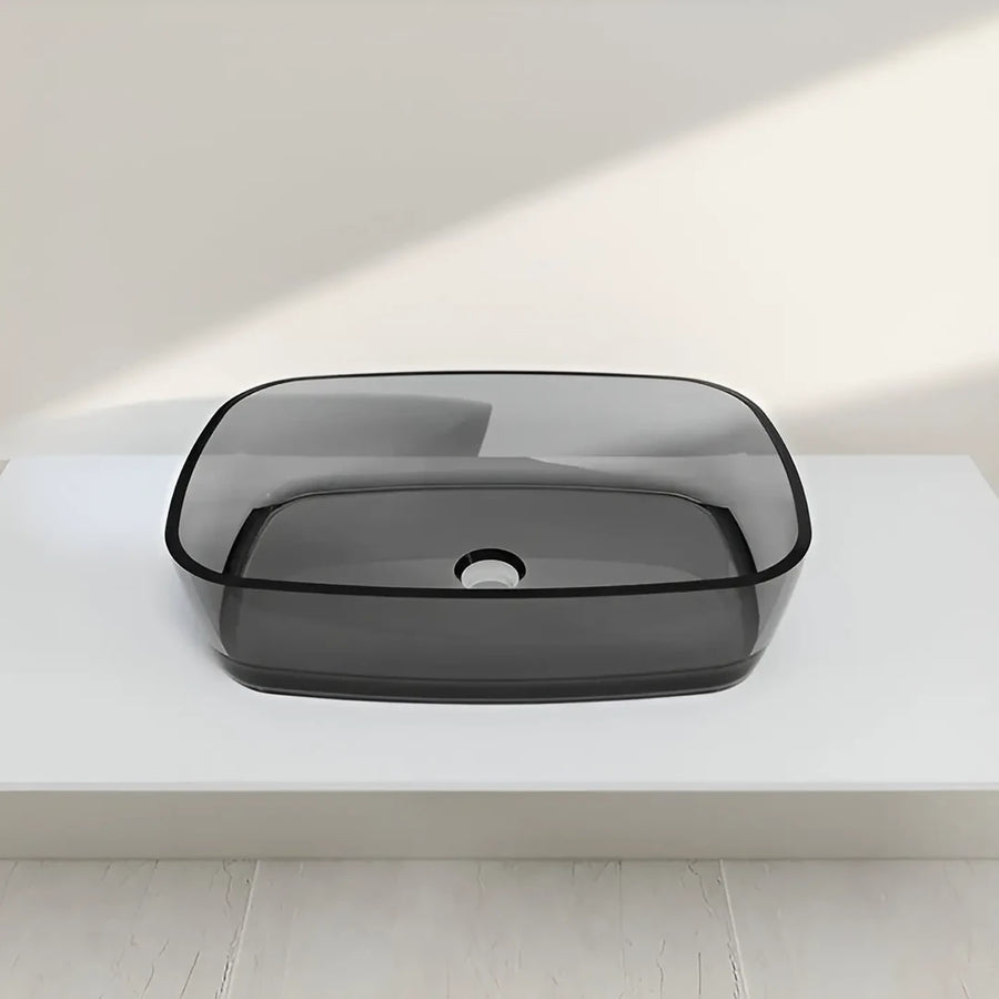 Lavabo de salle de bain en résine 60x40 cm gris foncé