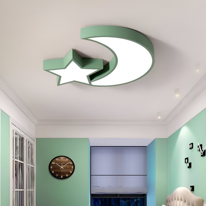Lustre LED Sofia, 34W, acrylique vert, forme lune et étoile, 3000K/4000K/6000K