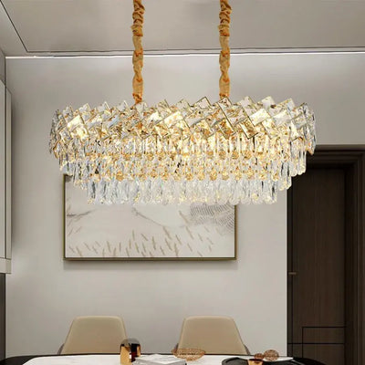 Lustre en cristal WINDSOR Regalis 10x E14, doré brillant, hauteur réglable