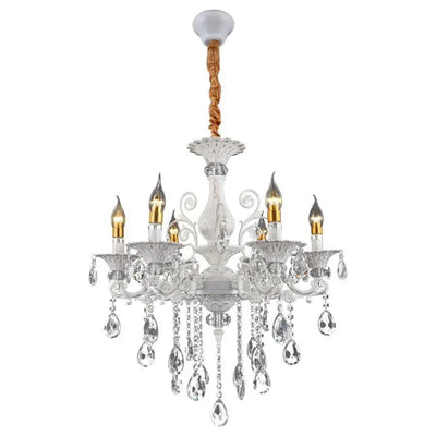 SANSSOUCI Lustre 6xE14 Cristal et Métal – Design Classique, Hauteur Réglable, Blanc Argenté