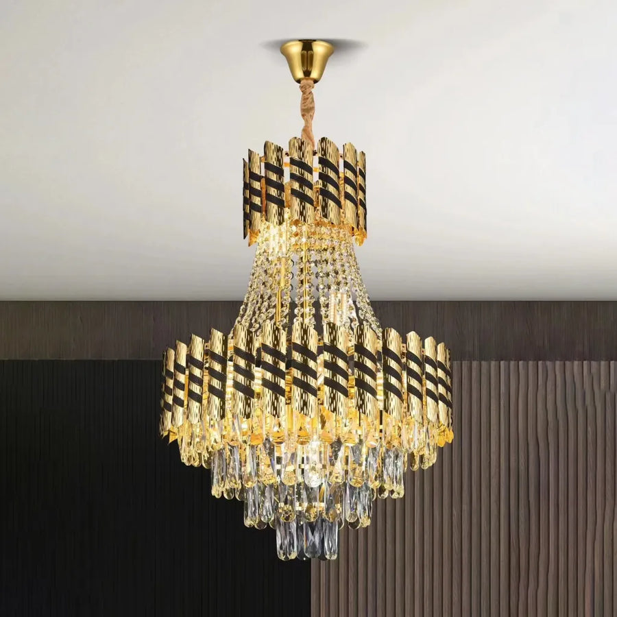 Lustre en cristal 9XE14 Nardo Gold, largeur 50 cm, hauteur 70 cm