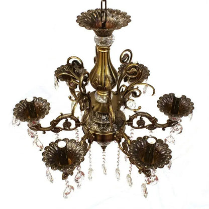 SANSSOUCI Magno Lustre en cristal, 6xE14, diamètre 60 cm, laiton antique