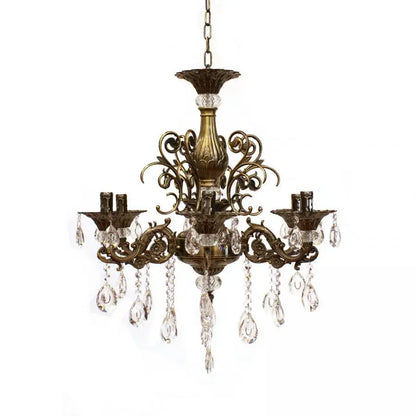 SANSSOUCI Magno Lustre en cristal, 6xE14, diamètre 60 cm, laiton antique