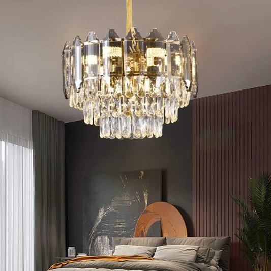 Lustre en cristal Alfred 6x E14 doré