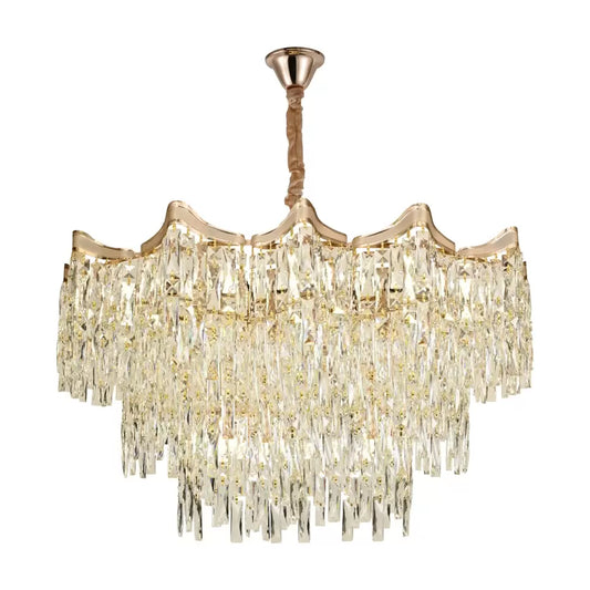 Lustre en cristal diamètre 78 cm, 20x E27, doré, hauteur réglable