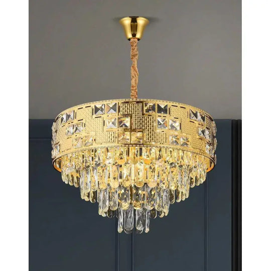 Lustre en cristal NEUSCHWANSTEIN Nobile 4xE14, diamètre 40 cm, doré, lustres en cristal à hauteur réglable Titre par défaut Alessandro Design