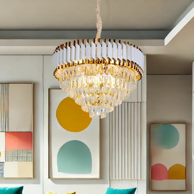 Lustre en cristal VERSAILLES Nobile 4xE14, diamètre 40cm, doré brillant et blanc, hauteur réglable