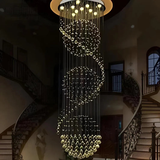 Lustre Cristal LED 70W IMPERIALE Or, Diamètre 50cm, Hauteur 200cm, Modèle Échelle