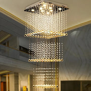 Lustre LED en cristal 80W PALATINA Or, diamètre 50cm, hauteur 200cm, modèle échelle