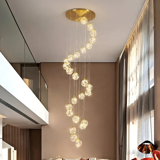Lustre Crystal LED KILKENNY Culmino, 144 W, lumière neutre, diamètre 60 cm, doré