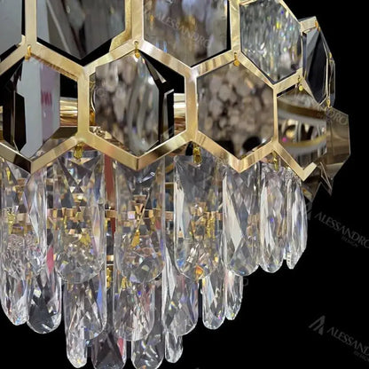 Lustre en cristal Melih 5x E27 diamètre 40 cm or noir