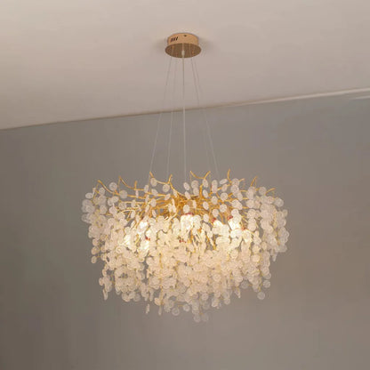 WALTZ Serenade Lustre en cristal, 8xG9, doré, 60 cm, hauteur réglable