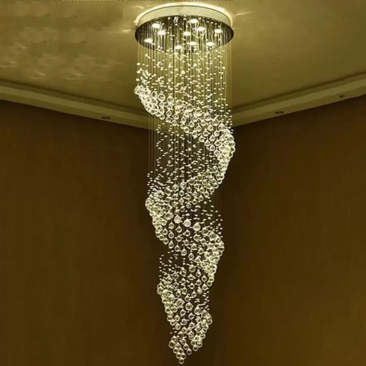 Lustre LED en cristal 13 xGU10 Meili Chrome, diamètre 80 cm, hauteur 240 cm, modèle échelle